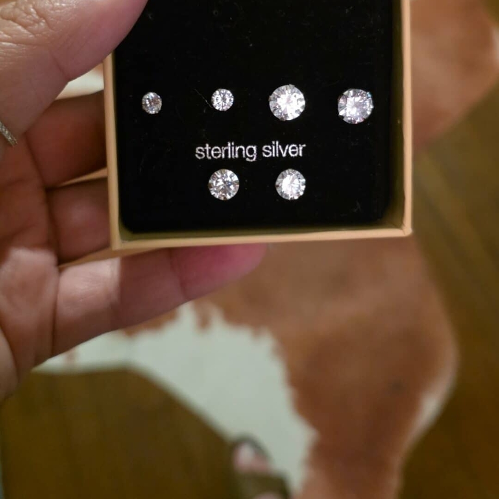 Sterling Silver Stud Earrings Set